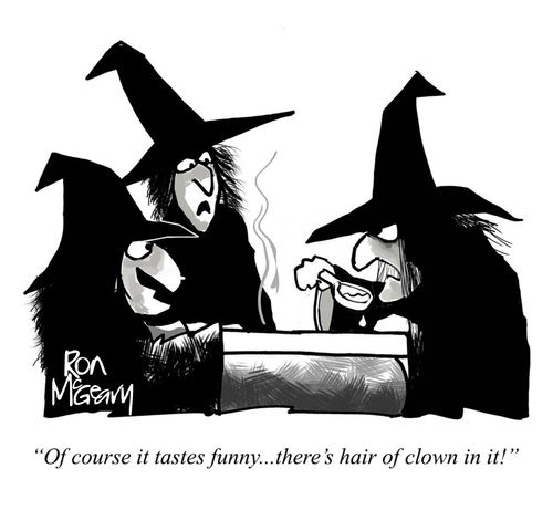 "Of course it tastes funny. . . there's hair of clown in it!"
