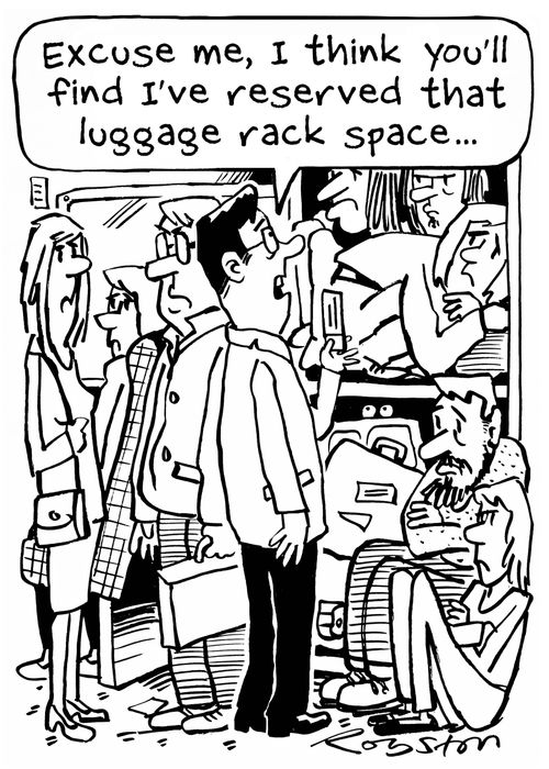 "Excuse me, I think you'll find I've reserved that luggage rack space ..."