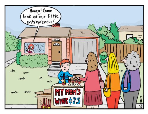 "Honey! Come look at our little entrepreneur!"