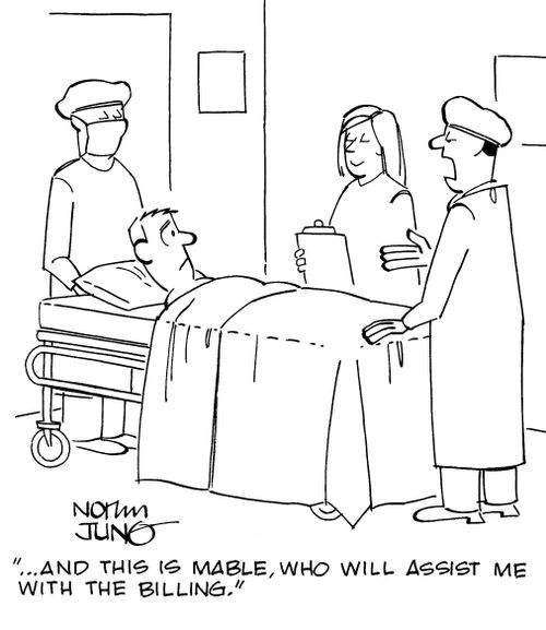 "...And this is Mable, who will assist me with the billing."