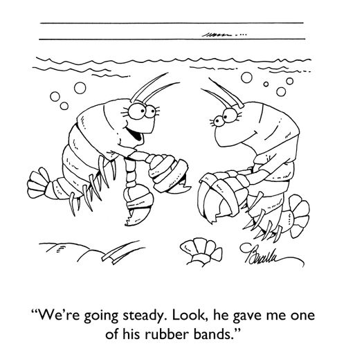 "We're going steady. Look, he gave me one of his rubber bands."