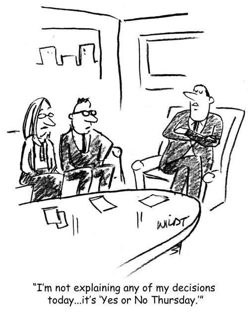 "I'm not explaining any of my decisions today...it's 'Yes or No Thursday.'"