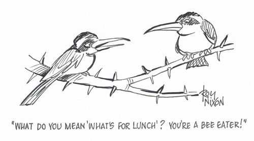 "What do you mean 'What's for lunch'? You're a bee eater!"