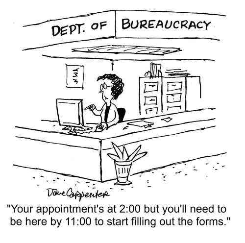 "Your appointment's at 2:00 but you'll need to be here by 11:00 to start filling out the forms."