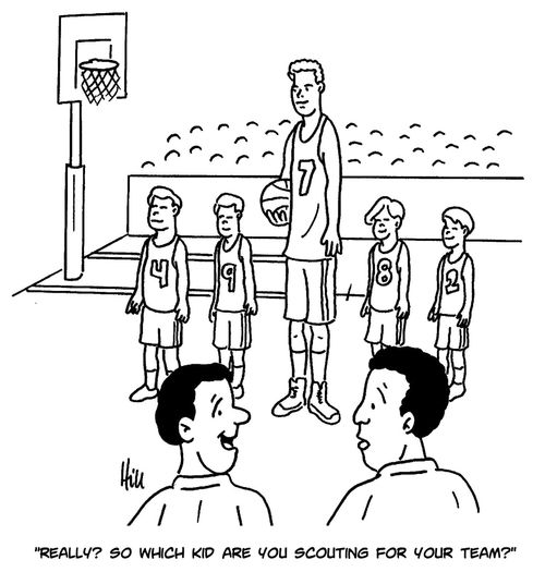 "Really? So which kid are you scouting for your team?"