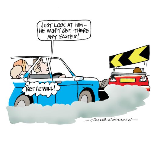 "Just look at him - he won't get there any faster!"