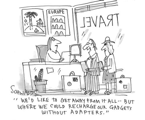 "We'd like to get away from it all - but where we could recharge our gadgets without adapters."