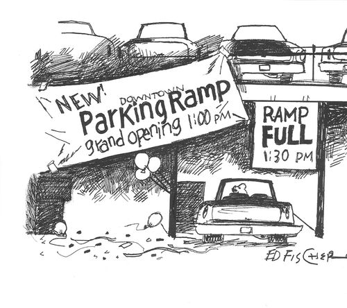New Downtown Parking Ramp Grams Opening 1:00 pm. . . Ramp Full 1:30 PM.