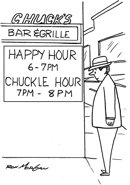 Chuck's Bar and Grille: Happy Hour 6-7 pm, Chuckle Hour 7-8 pm.