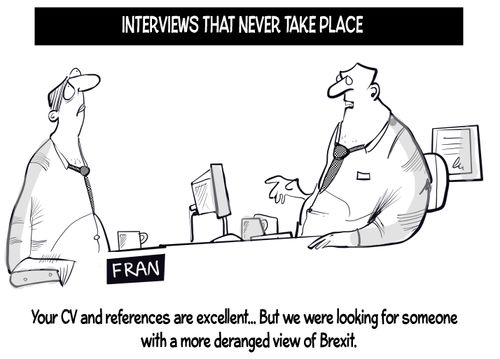 "Your CV and references are excellent. . . But we were looking for someone with a more deranged view of Brexit."
