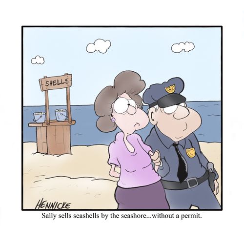 Sally sells seashells by the seashore. . . .without a permit.