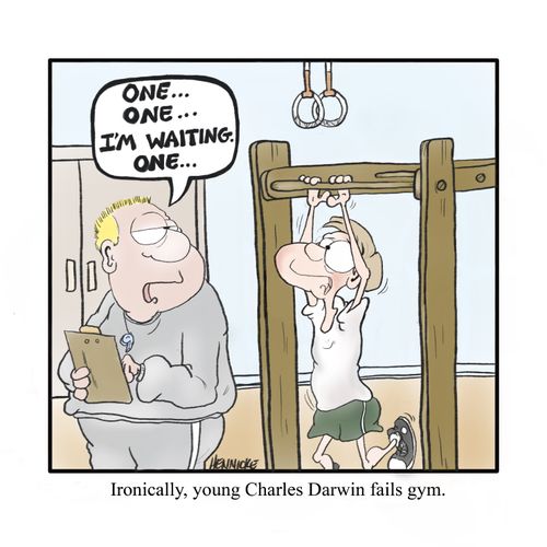 Ironically, young Charles Darwin fails gym.