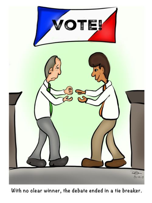 With no clear winner, the debate ended in a tie breaker.