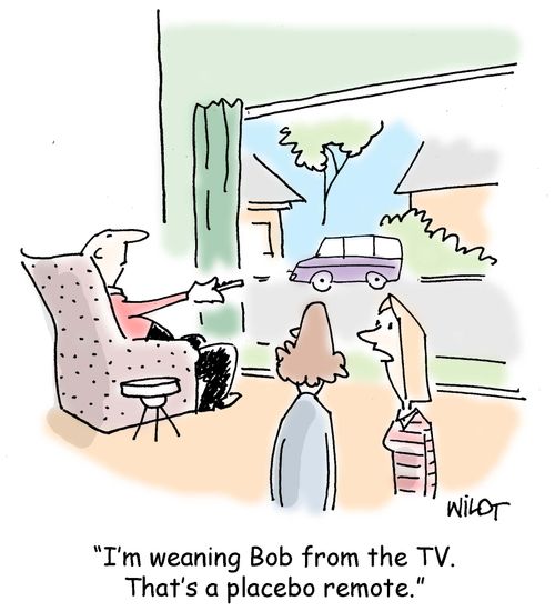 "I'm weaning Bob from the TV. That's a placebo remote."