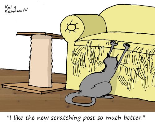 "I like the new scratching post so much better."