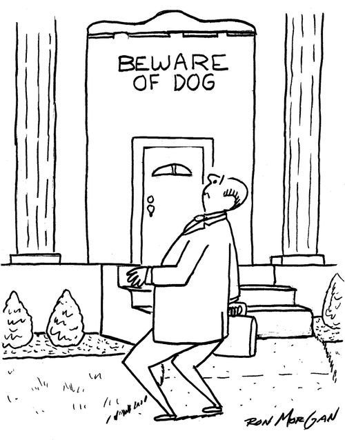 Salesman sees house with a HUGE doggy door.