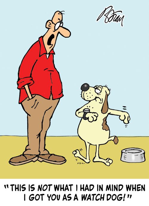 "This is not what I had in mind when I got you as a watch dog!"