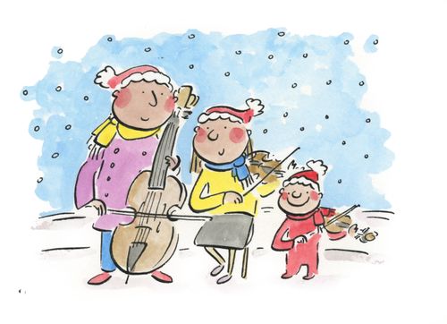 Violin family at Christmas