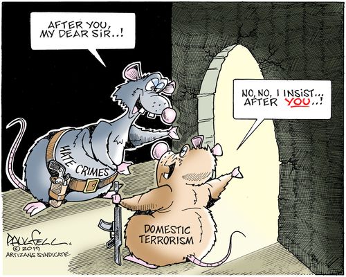 Hate Crimes/Domestic Terrorism: "After you, my dear sir. . !"