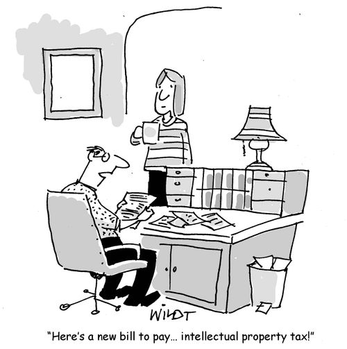 "Here's a new bill to pay...intellectual property tax!"