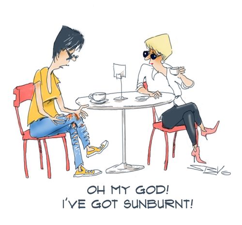 "Oh my god! I've got sunburnt!"