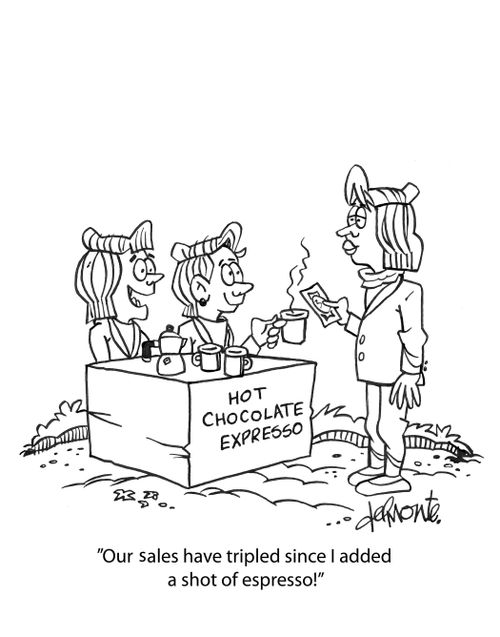 "Our sales have tripled since I added a shot of espresso!"