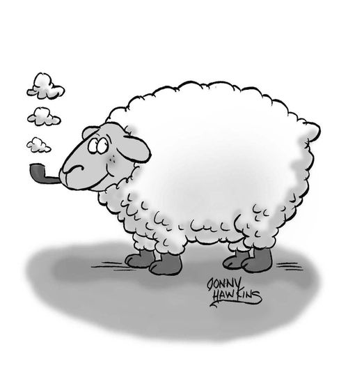 Smoke from sheep's pipe is like fluffy wool
