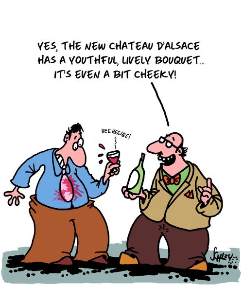 "Yes, the new chateau D'Alsace has a youthful, lively bouquet. . . it's even a bit cheeky!"