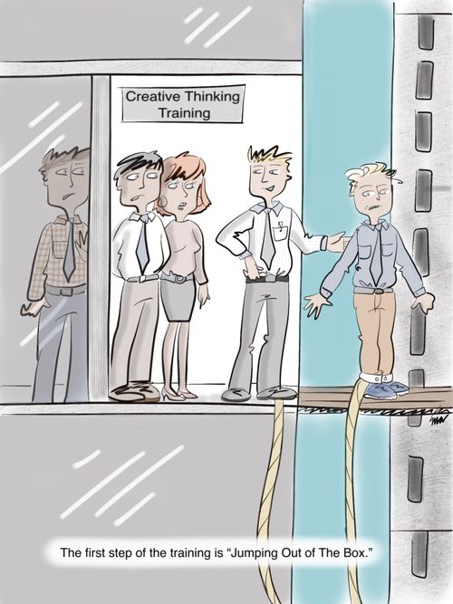 The first step of the training is 'Jumping Out of The Box.'