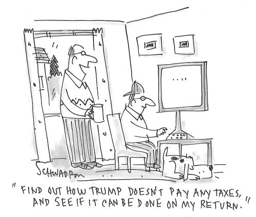 "Find out how Trump doesn't pay any taxes, and see if it can be done on my return."