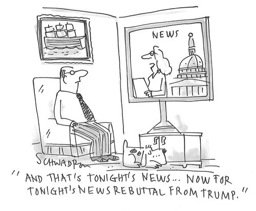 "And that's tonight's news. . . now for tonight's news rebuttal from Trump."