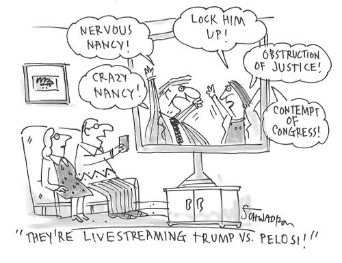 "They're livestreaming Trump vs. Pelosi!"