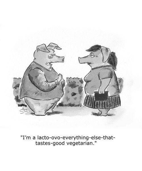"I'm a lacto-ovo-everything-else-that-tastes-good vegetarian."