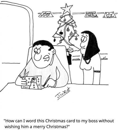 "How can I word this Christmas card to my boss without wishing him a merry Christmas?"