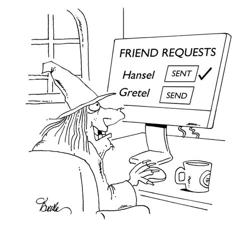 Witch sends Friend Requests to Hansel and Gretel