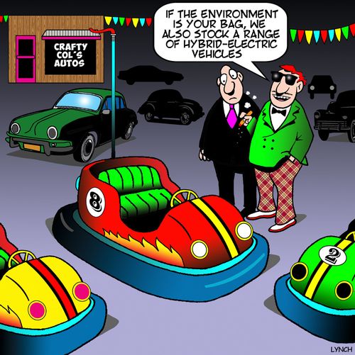 "If the environment is your bag, we also stock a range of hybrid-electric vehicles."