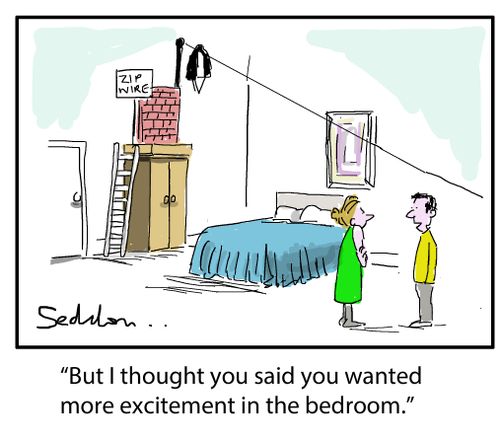 "But I thought you said you wanted more excitement in the bedroom."