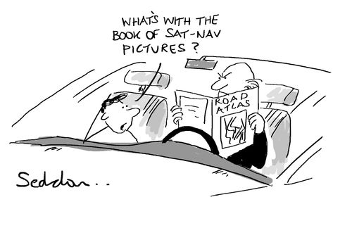 "What's with the book of Sat-Nav pictures?"
