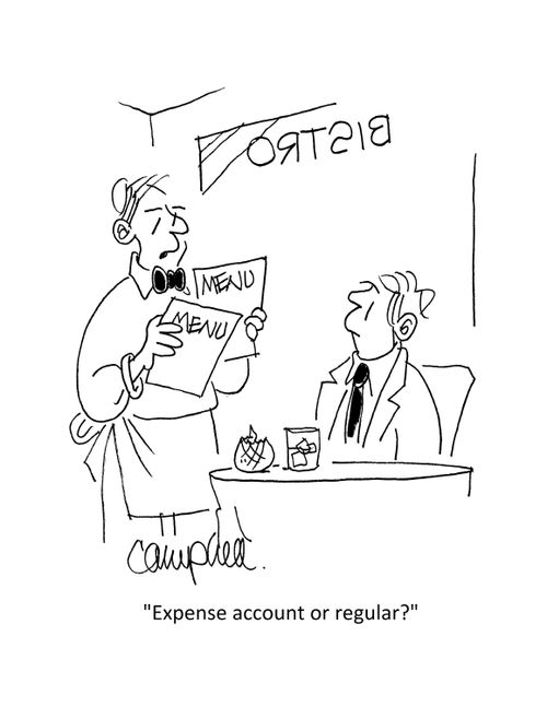"Expense account or regular?"