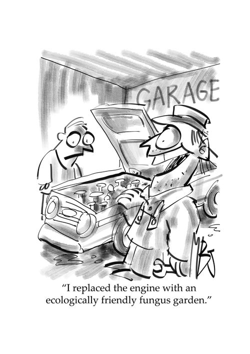 "I replaced the engine with an ecologically friendly fungus garden." 