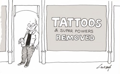 Tattoos & super powers removed