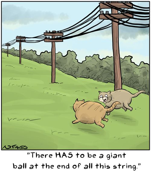 "There HAS to be a giant ball at the end of all this string."