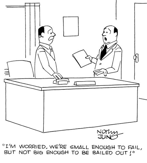 "I'm worried. We're small enough to fail, but not big enough to be bailed out!"
