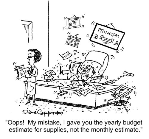 "Oops! My mistake, I gave you the yearly budges estimate for supplies, not the monthly estimate."