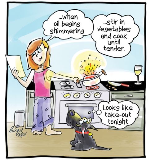 "...when oil begins shimmering...stir in vegetables and cook until tender."
