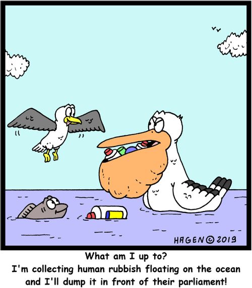 "What am I up to? I'm collecting human rubbish floating on the ocean and I'll dump it in front of their parliament!"