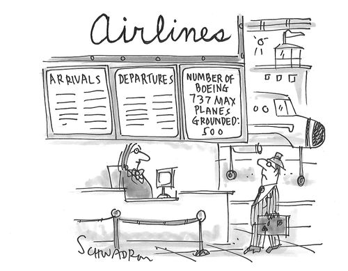 Airlines: Arrivals/Departures. . . Number of Boeing 737 Max Planes Grounded: 500