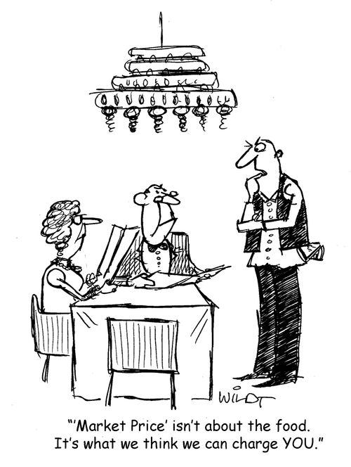 "'Market Price' isn't about the food. It's what we think we can charge YOU."