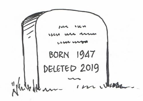 Inscription on Gravestone - BORN 1947  DELETED 2019