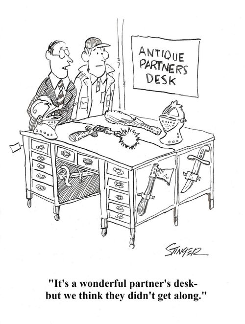 "It's a wonderful partner's desk - but we think they didn't get along."